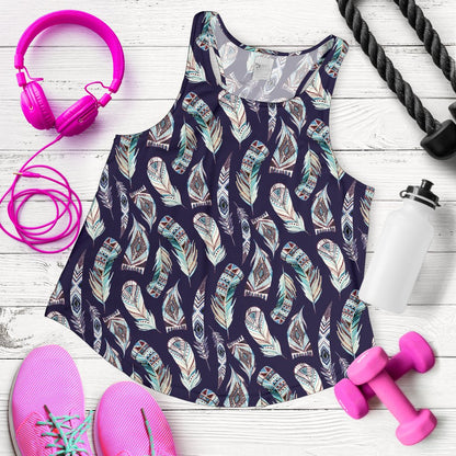 Feather Vintage Boho Design Print Women Racerback Tank Top