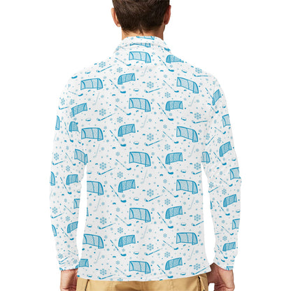 Hockey Print Design LKS303 Long Sleeve Polo Shirt For Men's