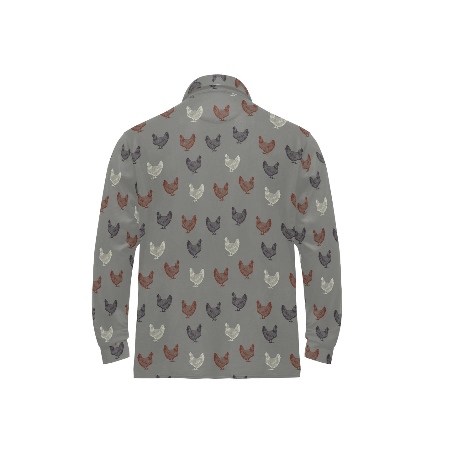 Chicken Pattern Print Design 01 Long Sleeve Polo Shirt For Men's