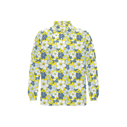 Daffodils Pattern Print Design 01 Long Sleeve Polo Shirt For Men's