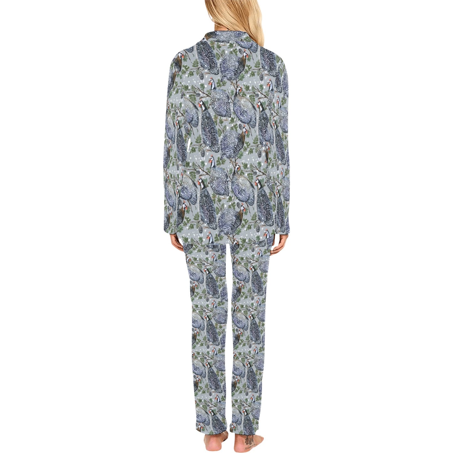 Guinea Fowl Print Design LKS402 Women's Long Pajama Set