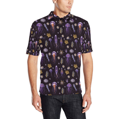 Seaweed With Jelly Fish Print Design LKS305 Men Polo Shirt