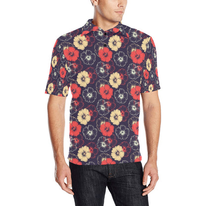 Tropical Flower Print Design LKS302 Men Polo Shirt