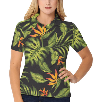 Bird Of Paradise Pattern Print Design BOP013 Women's Polo Shirt