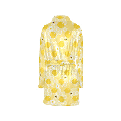 Honey Bee Honeycomb Print Design LKS3010 Women's Fleece Robe