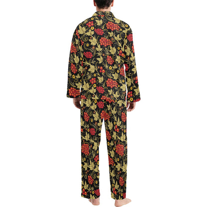 Cranberry Pattern Print Design CB02 Men's Long Pajama Set