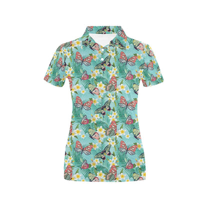 Butterfly Pattern Print Design 09 Women's Polo Shirt
