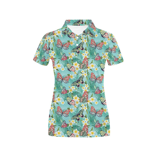 Butterfly Pattern Print Design 09 Women's Polo Shirt