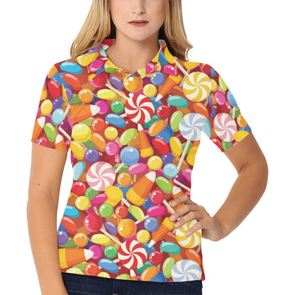 Candy Pattern Print Design 02 Women's Polo Shirt