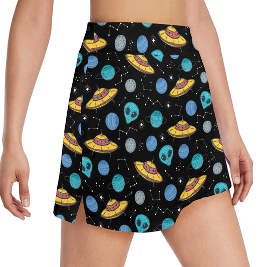 UFO Alien Print Design LKS306 17" Golf & Pickleball Skort with Pockets