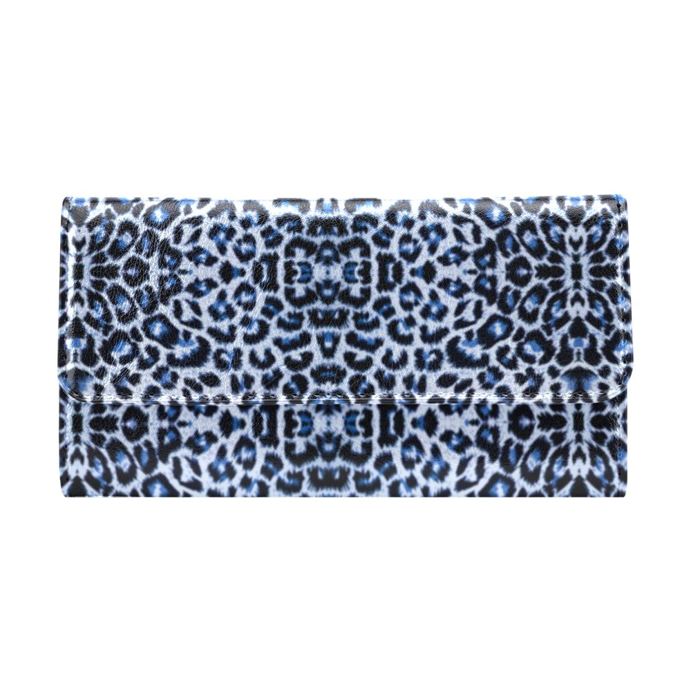 Leopard Blue Skin Print Women's Trifold Wallet