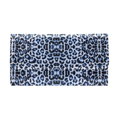 Leopard Blue Skin Print Women's Trifold Wallet