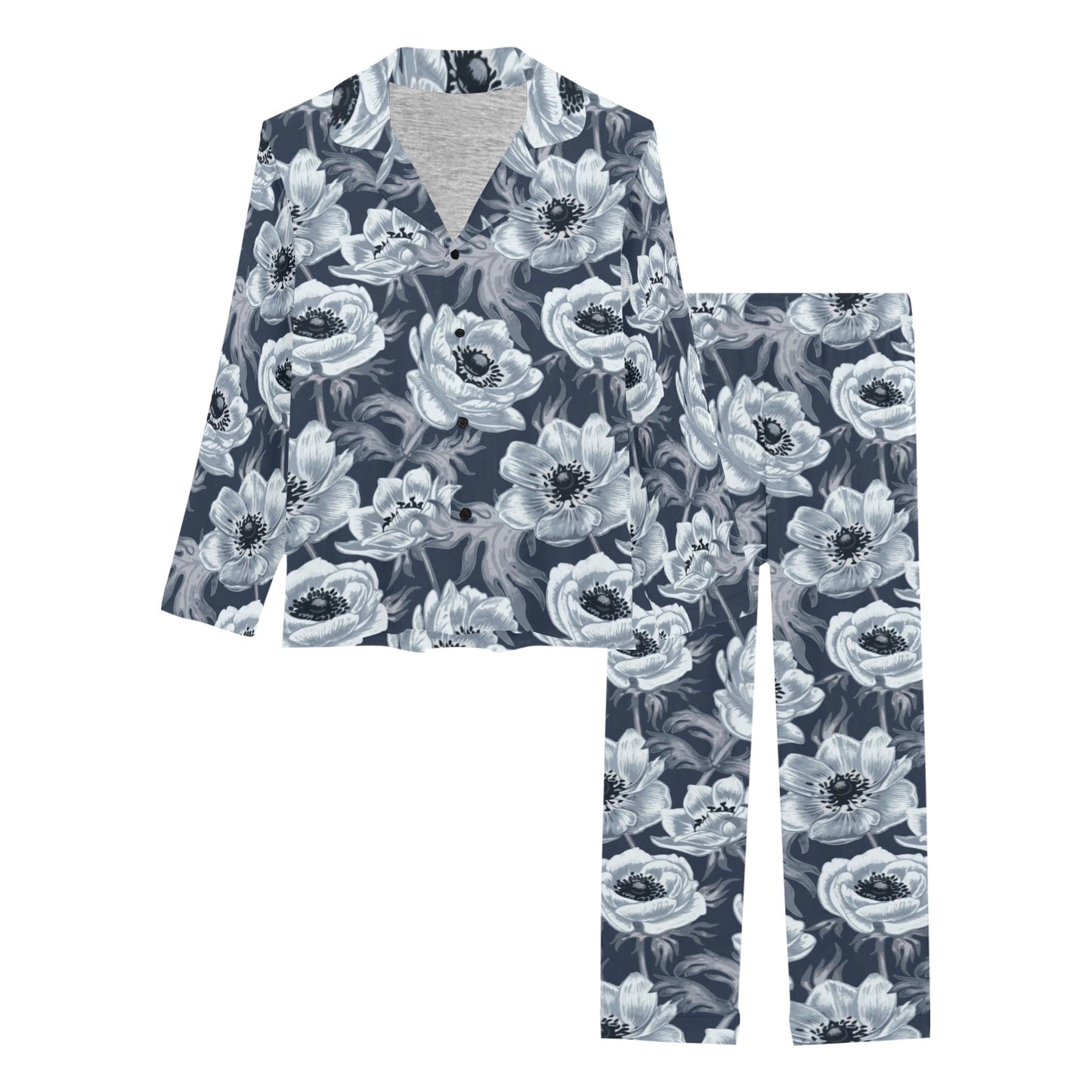 Anemone Pattern Print Design AM09 Women's Long Pajama Set