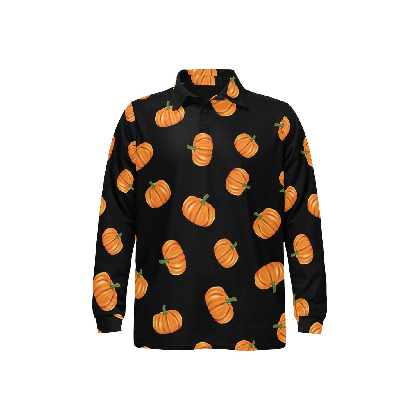 Pumpkin Pattern Print Design A05 Long Sleeve Polo Shirt For Men's