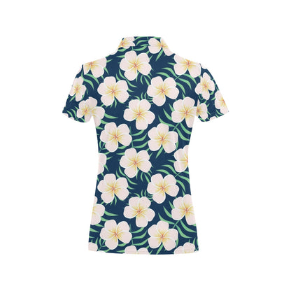 Pink Plumeria Pattern Print Design PM016 Women's Polo Shirt