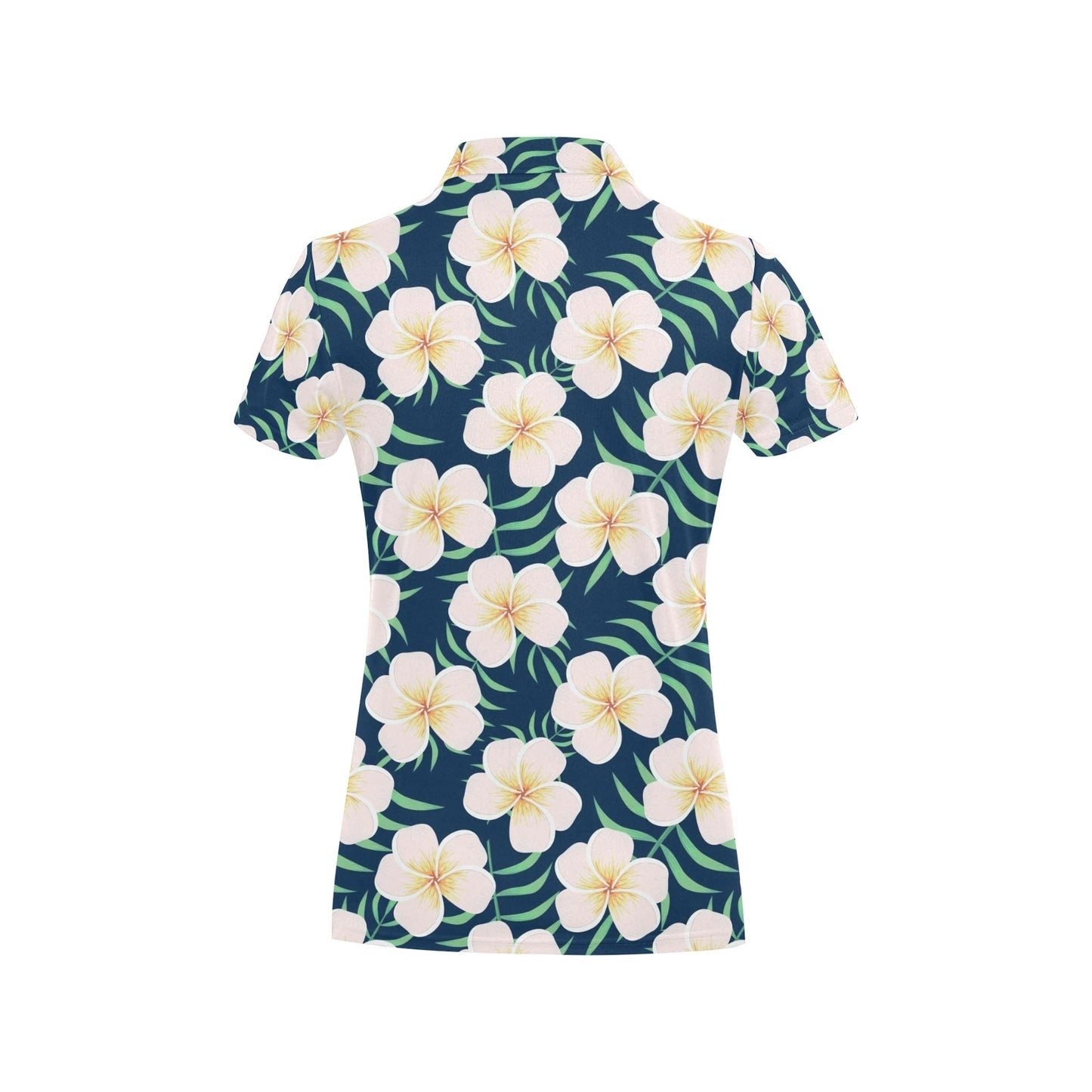 Pink Plumeria Pattern Print Design PM016 Women's Polo Shirt