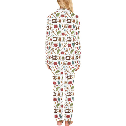 Sewing Equipment Print Design LKS304 Women's Long Pajama Set
