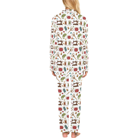 Sewing Equipment Print Design LKS304 Women's Long Pajama Set