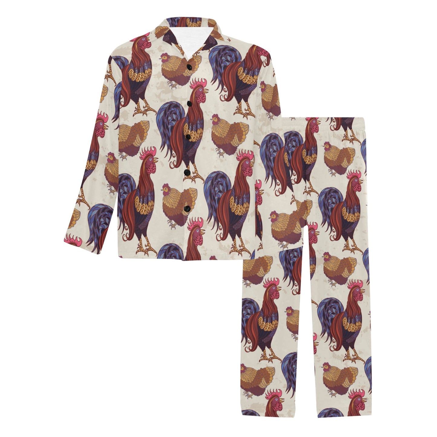 Rooster Pattern Print Design A03 Men's Long Pajama Set