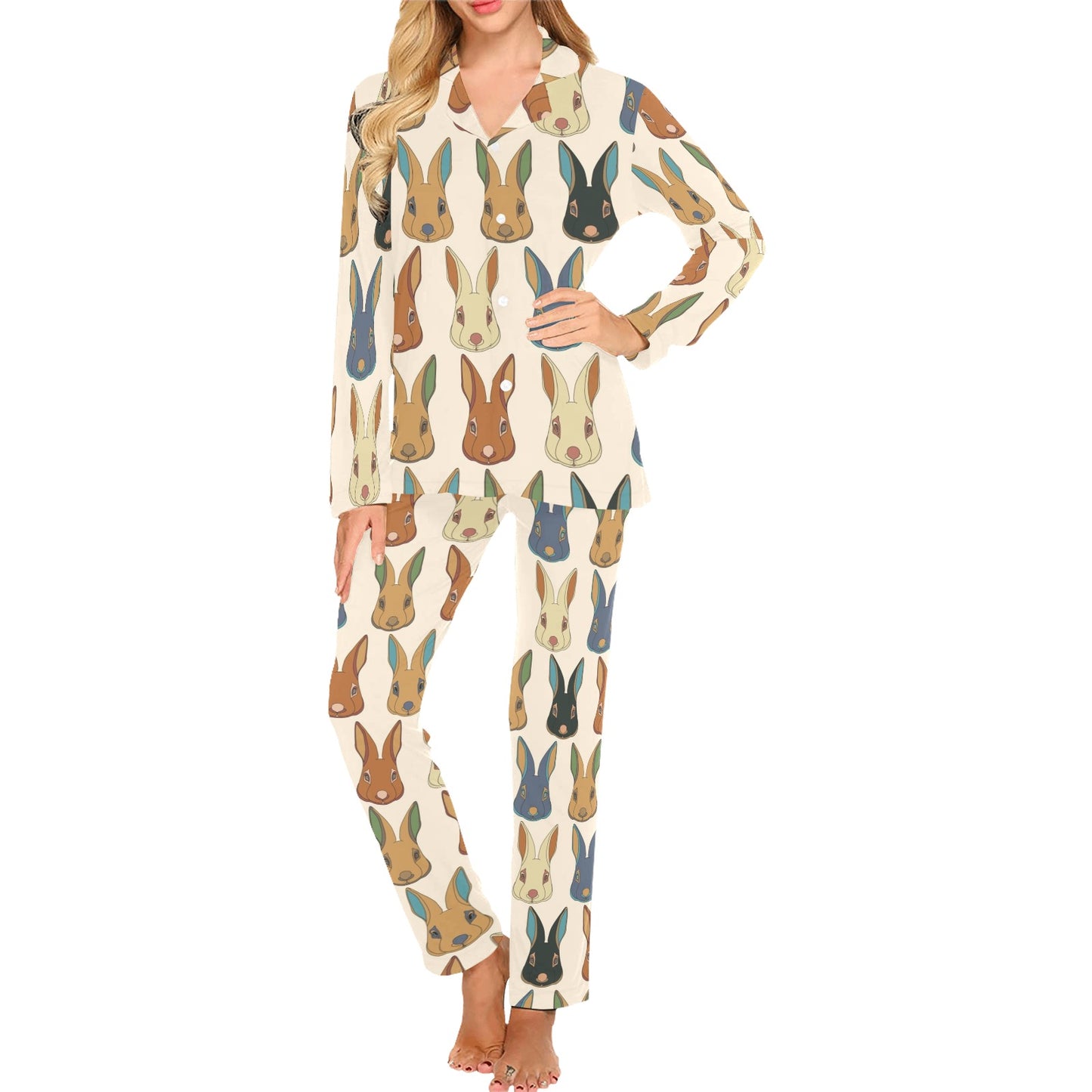 Rabbit Pattern Print Design RB04 Women's Long Pajama Set