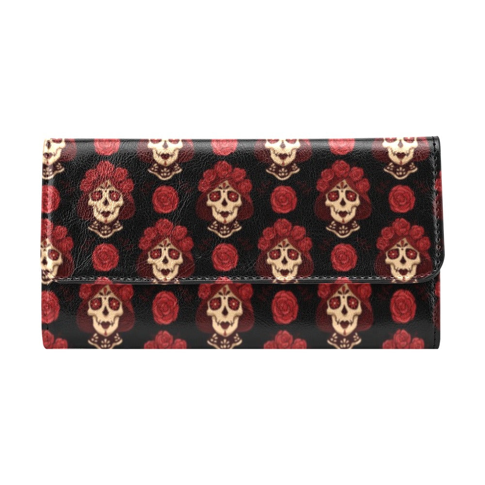 Day of the Dead Skull Girl Pattern Women's Trifold Wallet