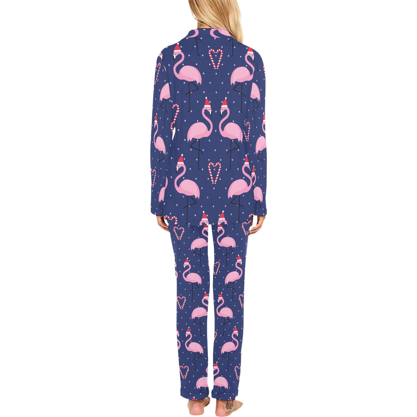 Flamingo Christmas Women's Long Pajama Set