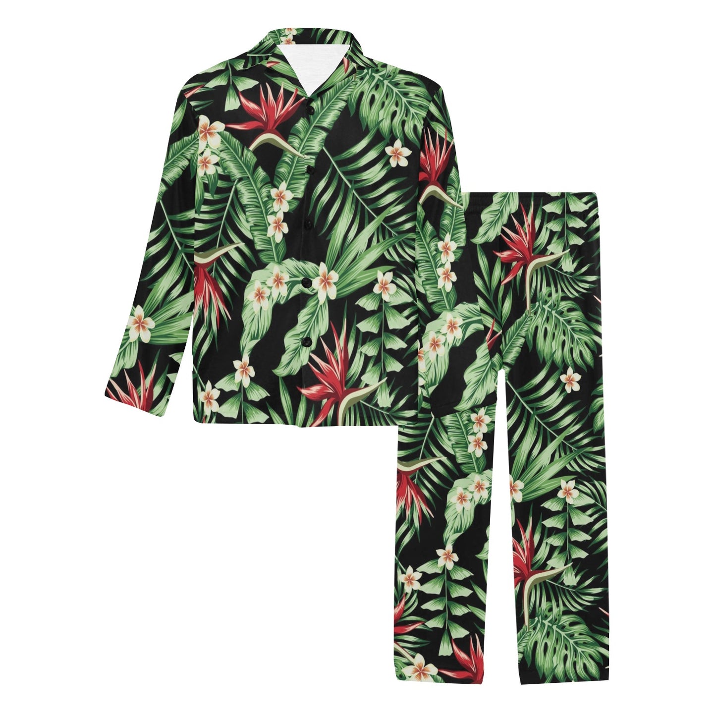 Bird Of Paradise Pattern Print Design BOP05 Men's Long Pajama Set