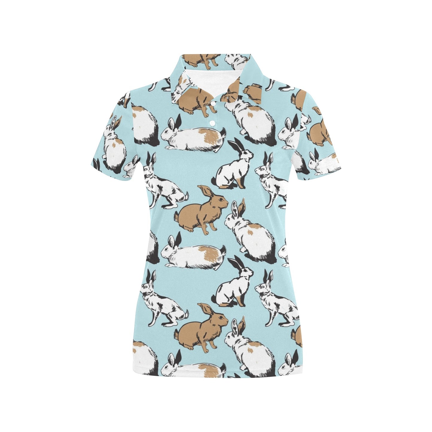 Rabbit Pattern Print Design RB018 Women's Polo Shirt
