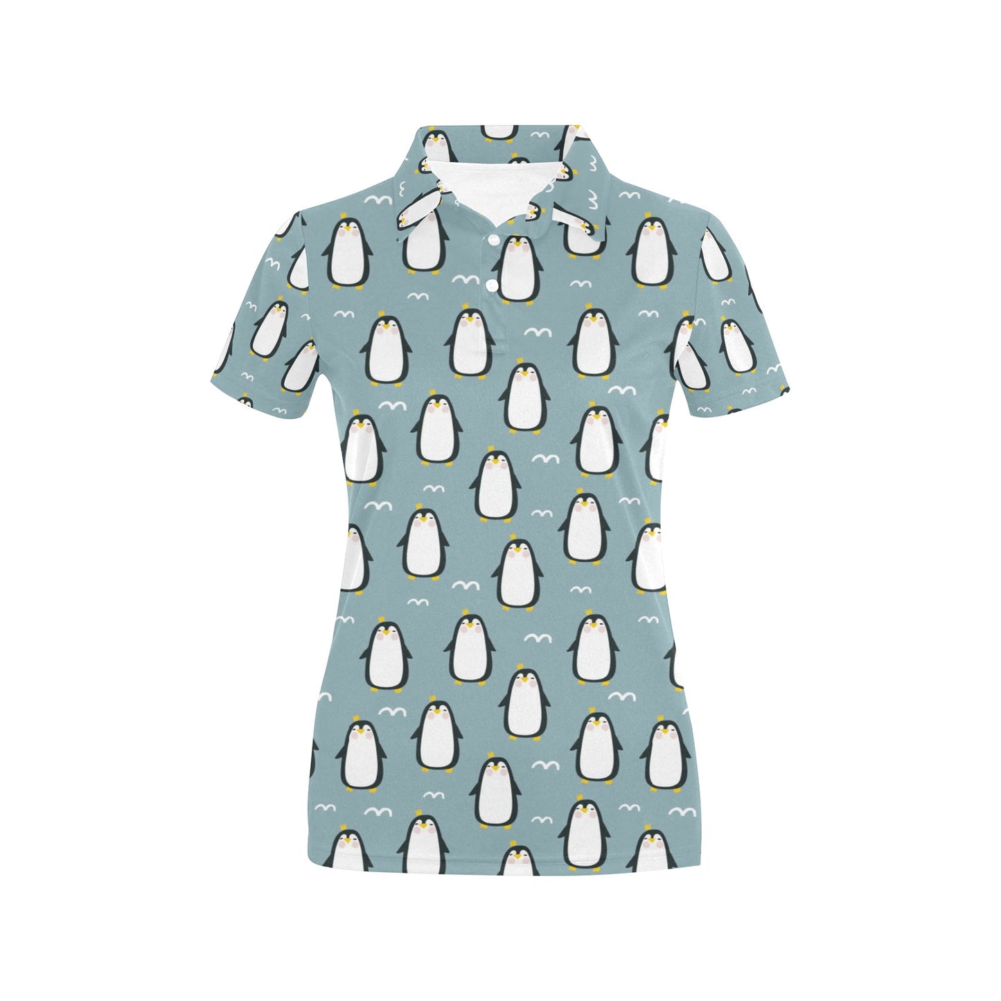 Penguin Pattern Print Design A02 Women's Polo Shirt