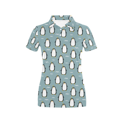 Penguin Pattern Print Design A02 Women's Polo Shirt