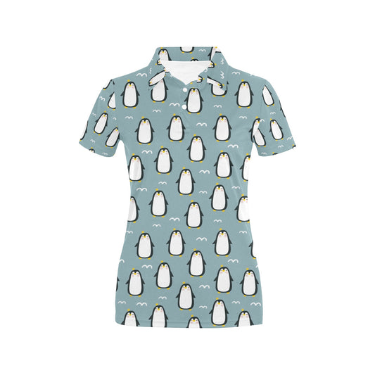 Penguin Pattern Print Design A02 Women's Polo Shirt