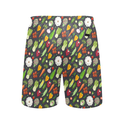 Vegan Pattern Themed Design Print Men's Swim Trunks Beach Shorts