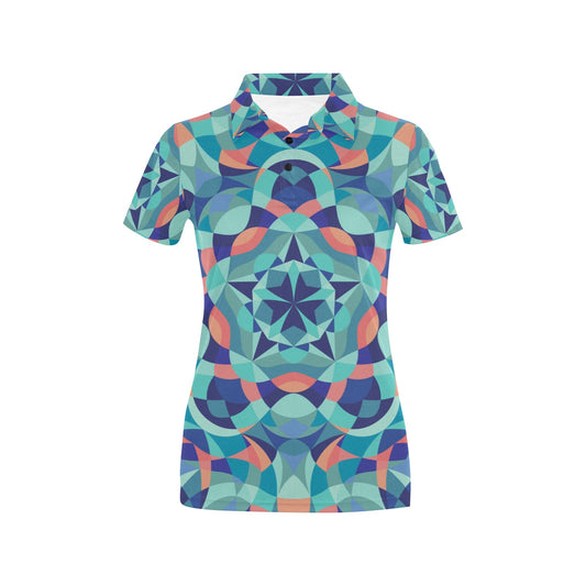 Kaleidoscope Pattern Print Design 03 Women's Polo Shirt
