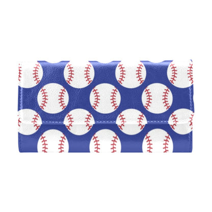 Baseball Blue Background Women's Trifold Wallet