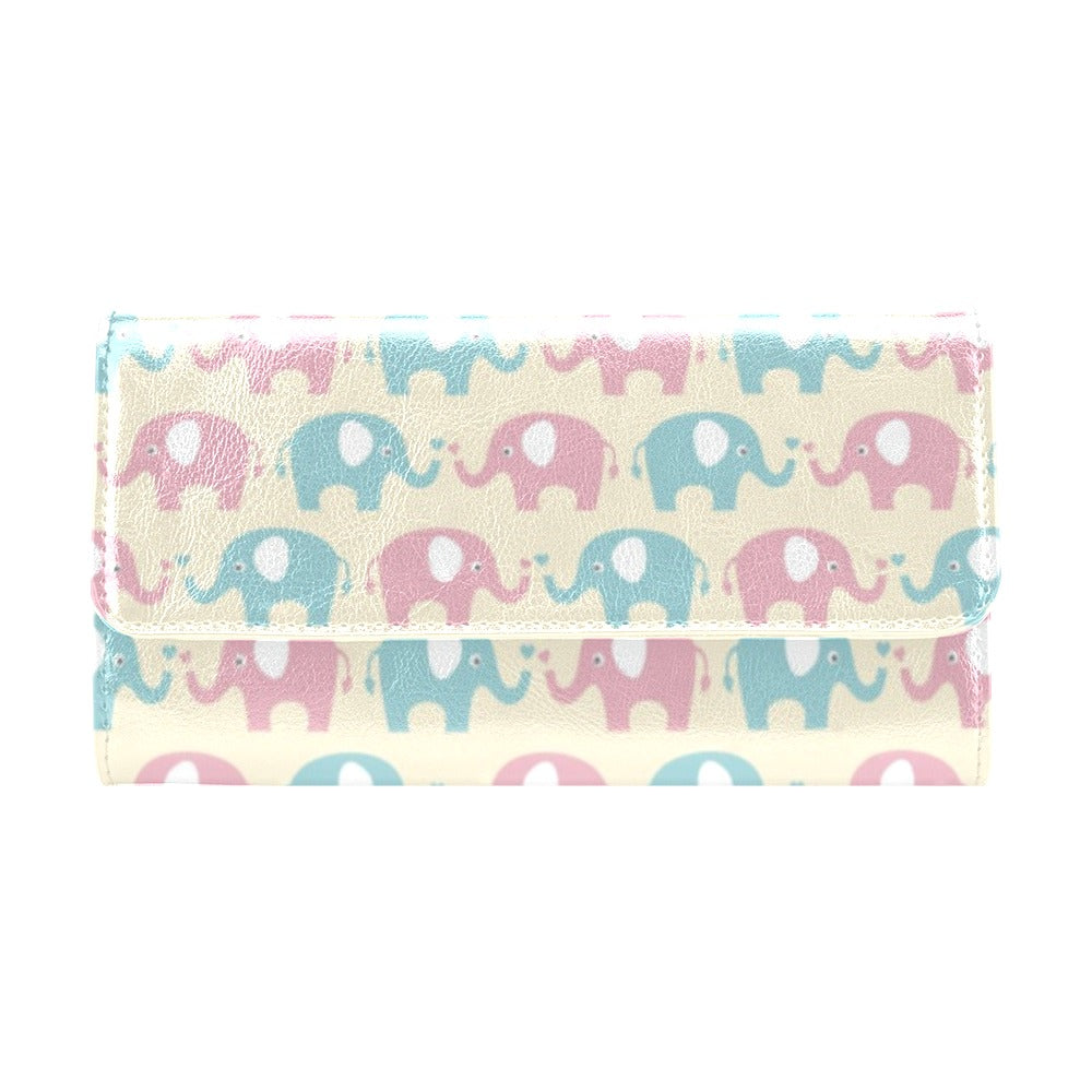 Elephant Baby Pastel Print Pattern Women's Trifold Wallet