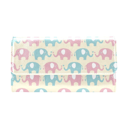 Elephant Baby Pastel Print Pattern Women's Trifold Wallet