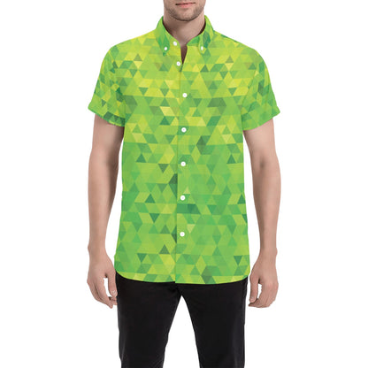 Geometric Print Design LKS402 Men Short Sleeve Button Up Shirt