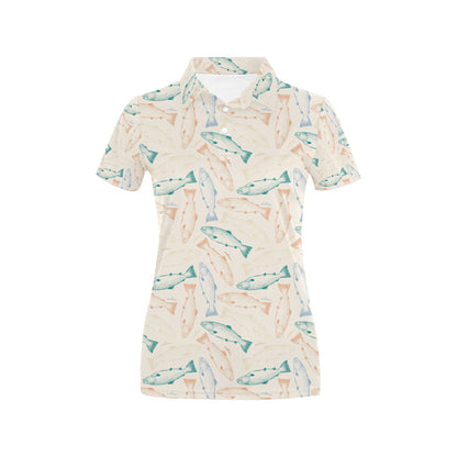 Salmon Fish Print Design LKS305 Women's Polo Shirt