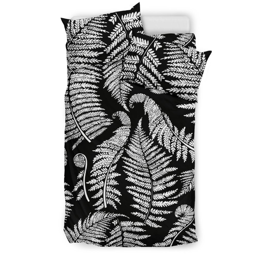 Fern Leave Black White Print Pattern Duvet Cover Bedding Set