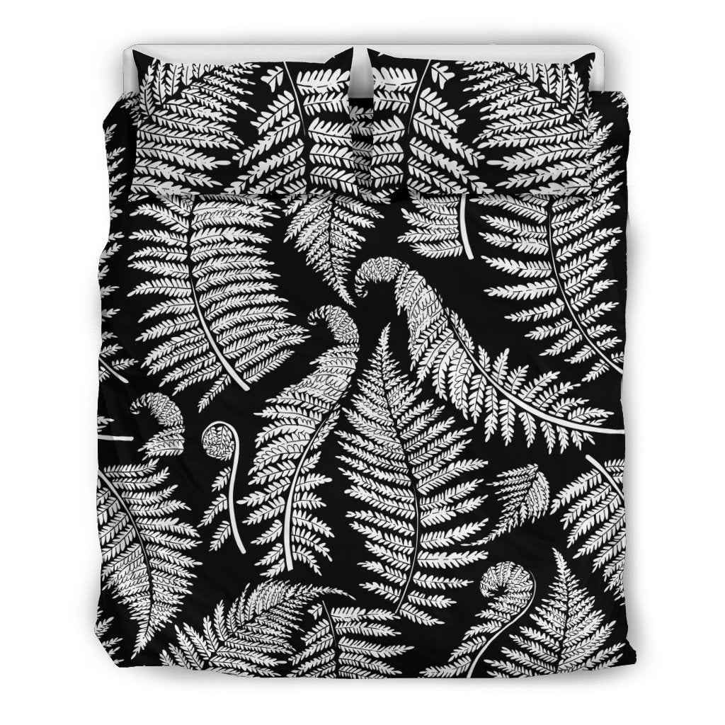 Fern Leave Black White Print Pattern Duvet Cover Bedding Set