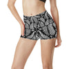 Fern Leave Black White Print Pattern High Waisted Spandex Shorts-JTAMIGO.COM