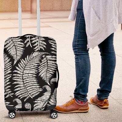Fern Leave Black White Print Pattern Luggage Cover Protector
