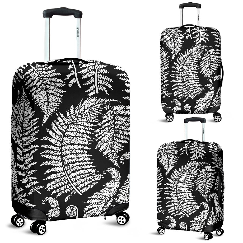Fern Leave Black White Print Pattern Luggage Cover Protector