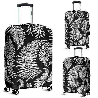 Fern Leave Black White Print Pattern Luggage Cover Protector