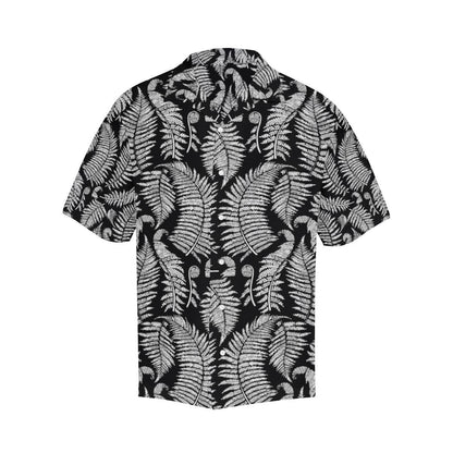 Fern Leave Black White Print Pattern Men Aloha Hawaiian Shirt