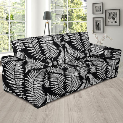 Fern Leave Black White Print Pattern Sofa Slipcover-JTAMIGO.COM
