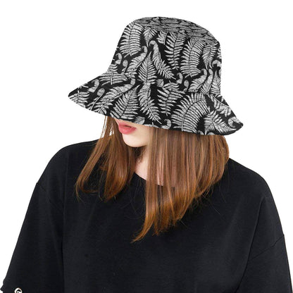 Fern Leave Black White Print Pattern Unisex Bucket Hat