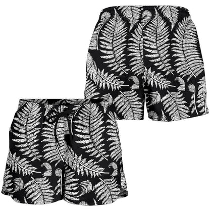 Fern Leave Black White Print Pattern Women Shorts-JTAMIGO.COM