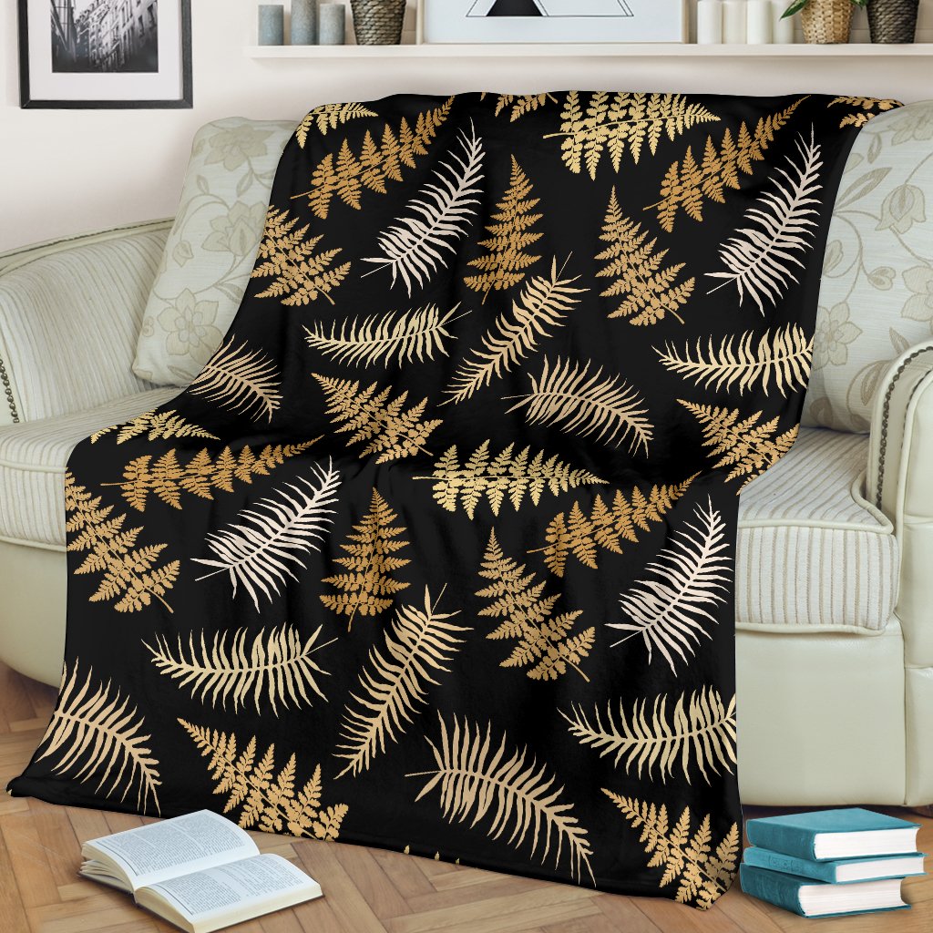 Fern Leave Bright Print Pattern Fleece Blanket