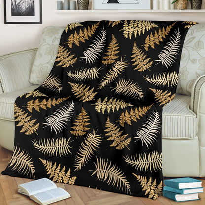 Fern Leave Bright Print Pattern Fleece Blanket